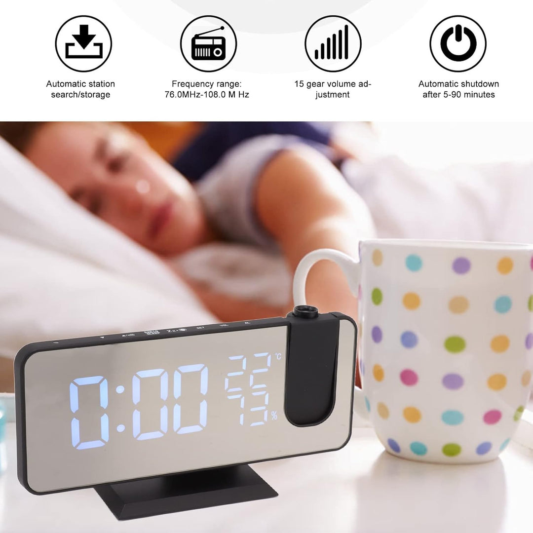 Zerodis LED-Digitalprojektionswecker, HD-Projektion, 180-Grad-Drehung, 2032-Knopfbatterie, ABS-LED-D