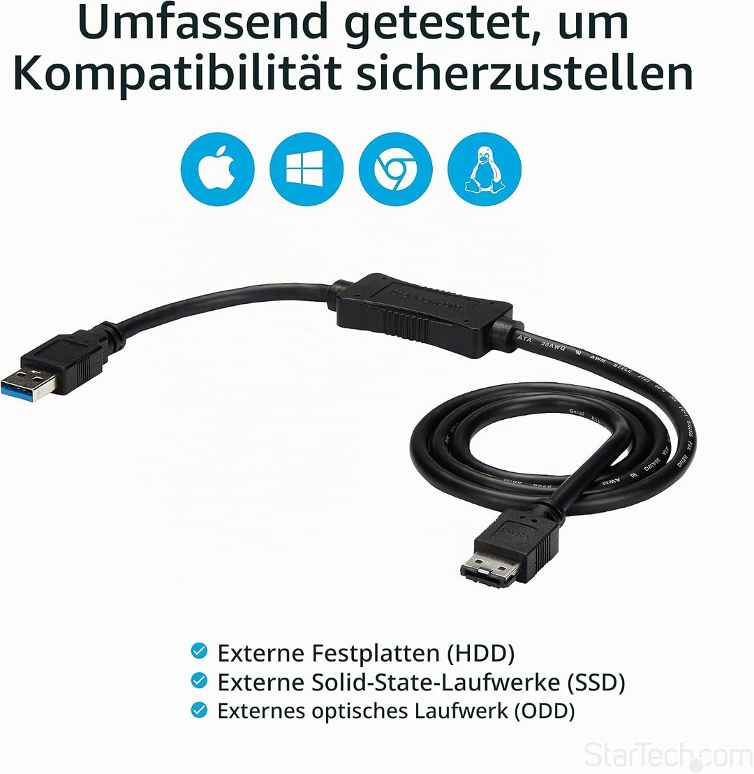 StarTech.com 91 cm USB 3.0 auf eSATA Adapter - 6 Gbit/s USB auf eSATA HDD/SSD/ODD Konverter - eSATA