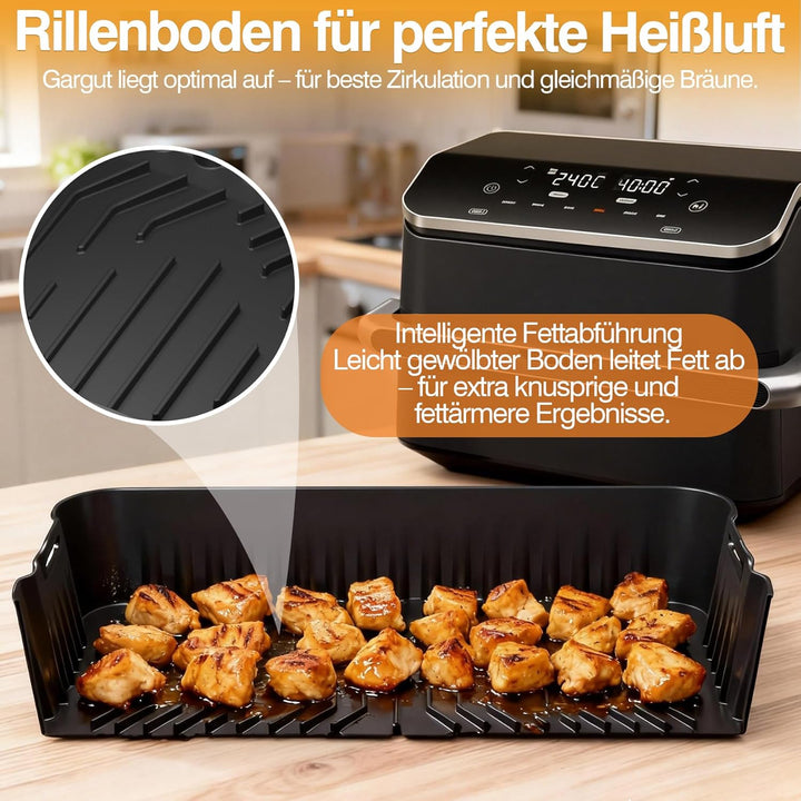 Heissluftfritteuse Silikonform Zubehör für COSORI Dual Blaze TwinFry 10L, 3 Stück Airfryer Silikonfo