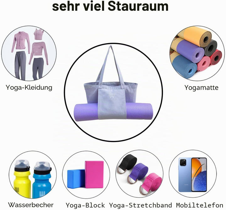 Wivmypog Yogamatten Tasche, leicht zu tragen Yoga Matte Tragetasche, Gym Segeltuch Tragetasche, Schu