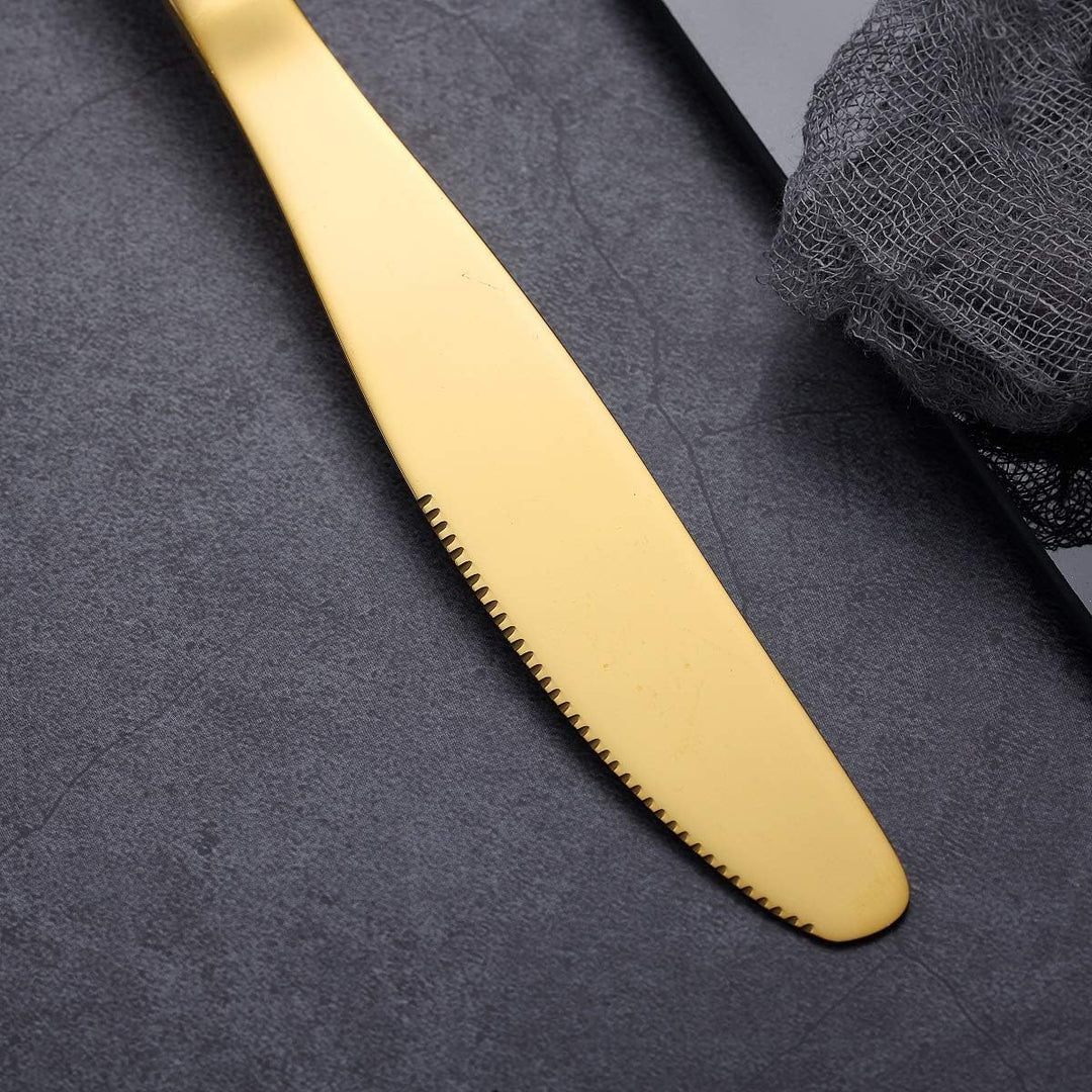 HOMQUEN Besteck Set, Gold Besteck Set, Edelstahl Set Service für 6 Personen, 30 Stück Esszimmer Best