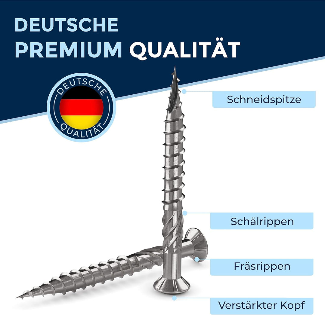 Terrassenschrauben 5x80 Edelstahl A2 Linsenkopfschrauben Torx Schrauben 5mm stark 200 Stück Holzschr