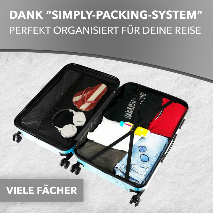 Xonic Design Reisekoffer - Hartschalen-Koffer mit 360° Leichtlauf-Rollen - hochwertiger Trolley mit