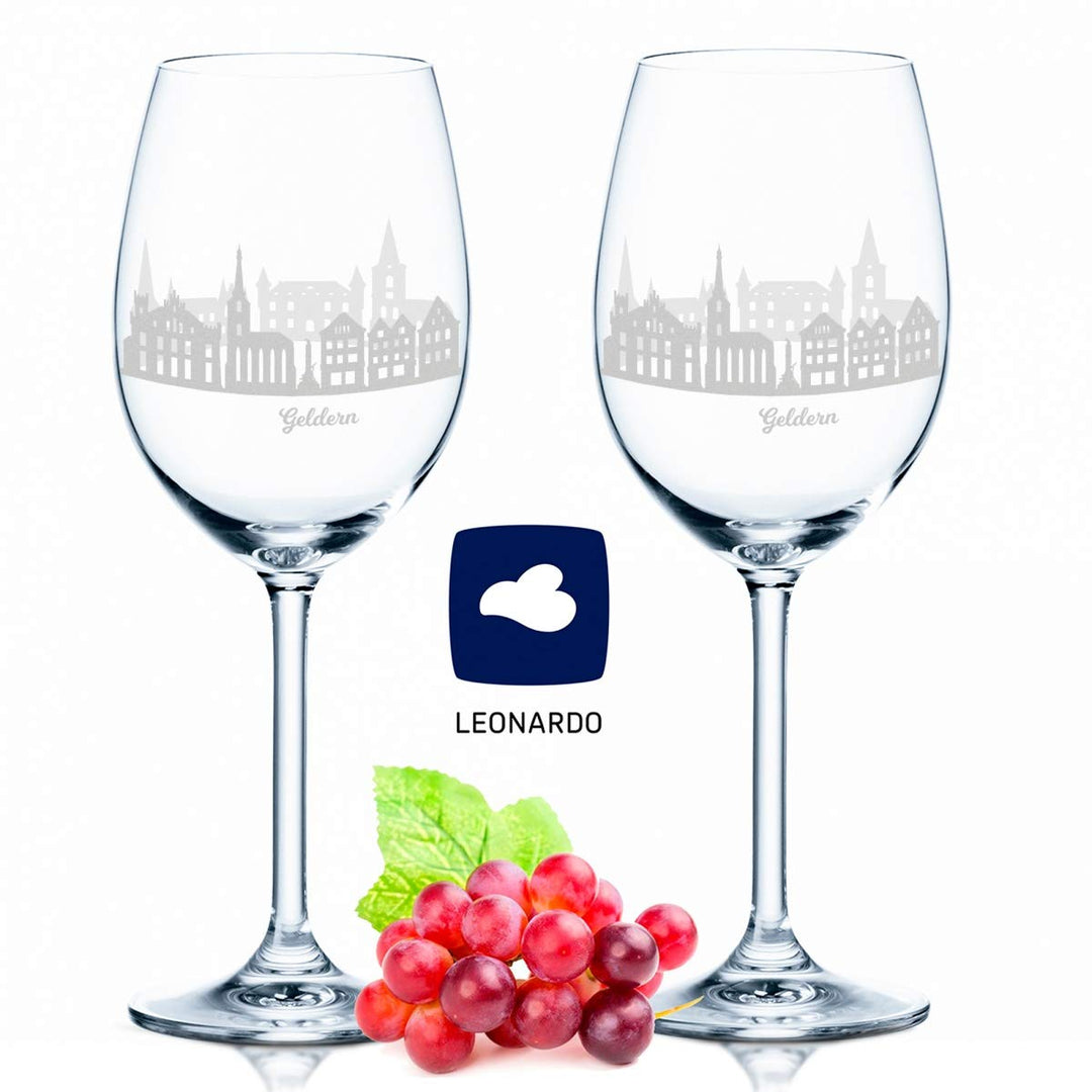 Leonardo Weingläser mit Gravur – Geldern Geschenk im 2er Set - Weingeschenk - Souvenir Andenken & Mi