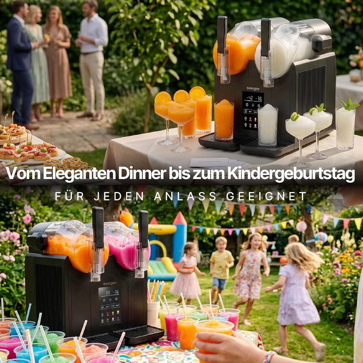 Seeger SuperSlush Twin, 4 Liter, Doppel Slush Maschine für zu Hause | 7 Smarten Programma, Automatis