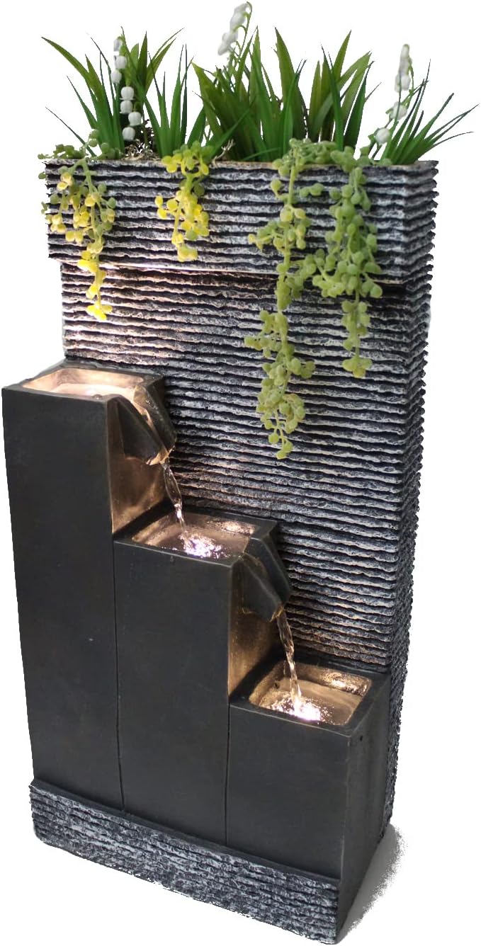 Arnusa Springbrunnen BK845 mit LED Beleuchtung Gartenbrunnen mit Dekorationsbecken Zimmerbrunnen