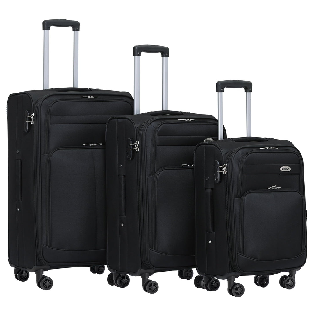 BEIBYE Kofferset Trolley Gepäckset Stoff Dehnungsfuge Koffer Reisekoffer (Schwarz)