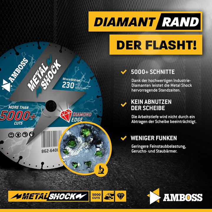 Amboss Diamant Trennscheibe Metal Shock 5000+ für Metall/Stahl/Inox - 230 x 2,2 x 22,23 mm Ø 230mm x
