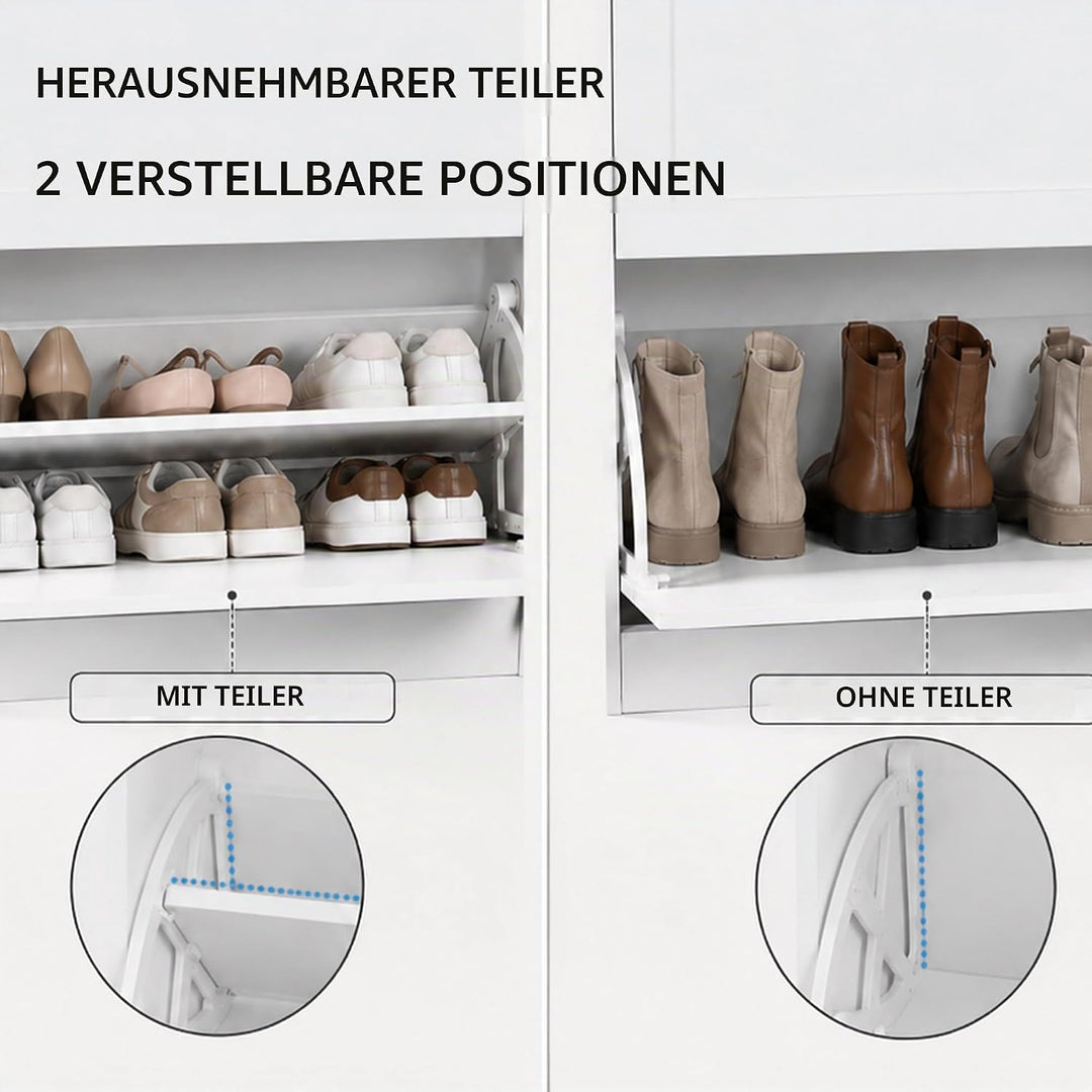 Schuhschrank mit Schubladen, schmaler Schuhkipper, 80x24x100 cm