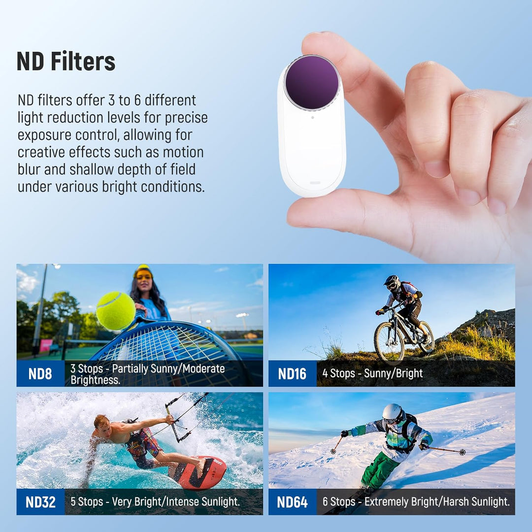 NEEWER ND-Filter-Set, kompatibel mit Insta360 GO 3S, UV+CPL+ND8+ND16+ND32+ND64 Filtern, Action-Kamer