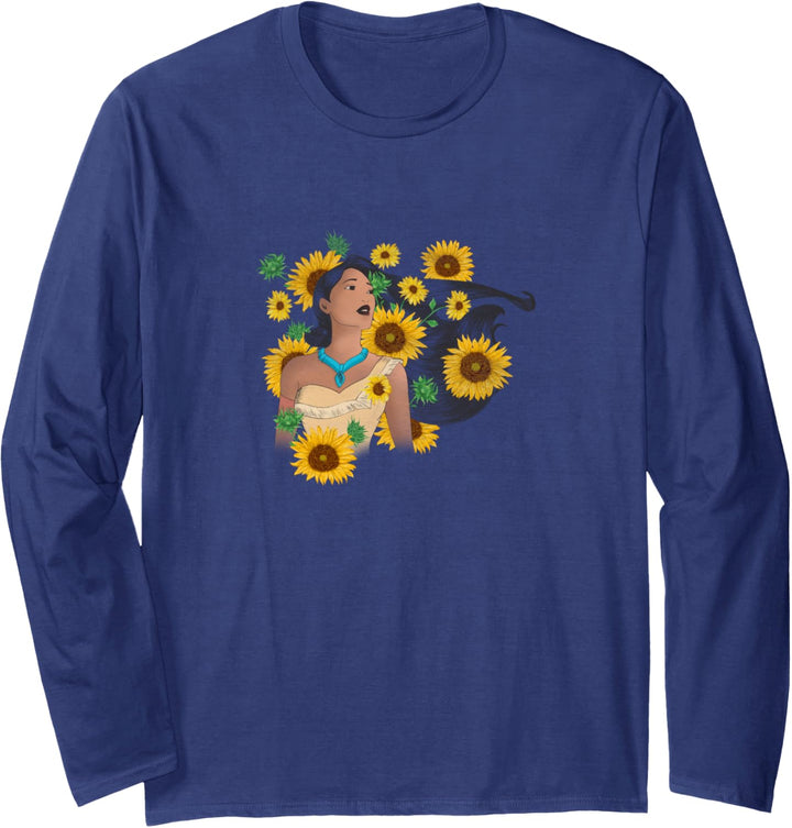 Disney Pocahontas Sunflower Floral Portrait Langarmshirt