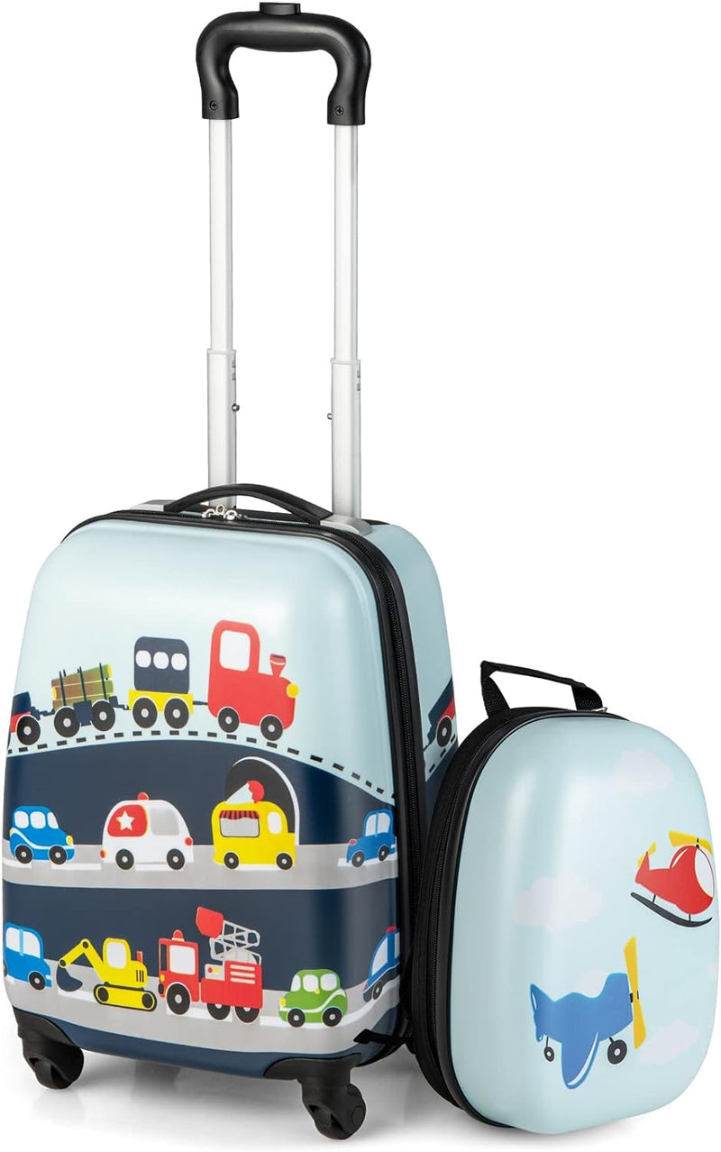 DREAMADE 2tlg. Kinderkoffer mit Rucksack, 16” + 12” Kinderkoffer Set, Kindertrolley Kindergepäck Han