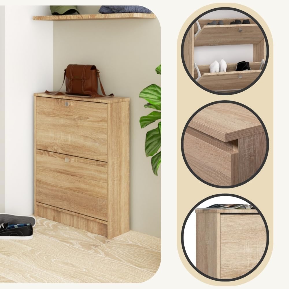 AKORD Schuhschrank mit 2 Schuhkippern | Schuhkipper | Schuhregal geschlossen | Schuhbank | Schuhaufb