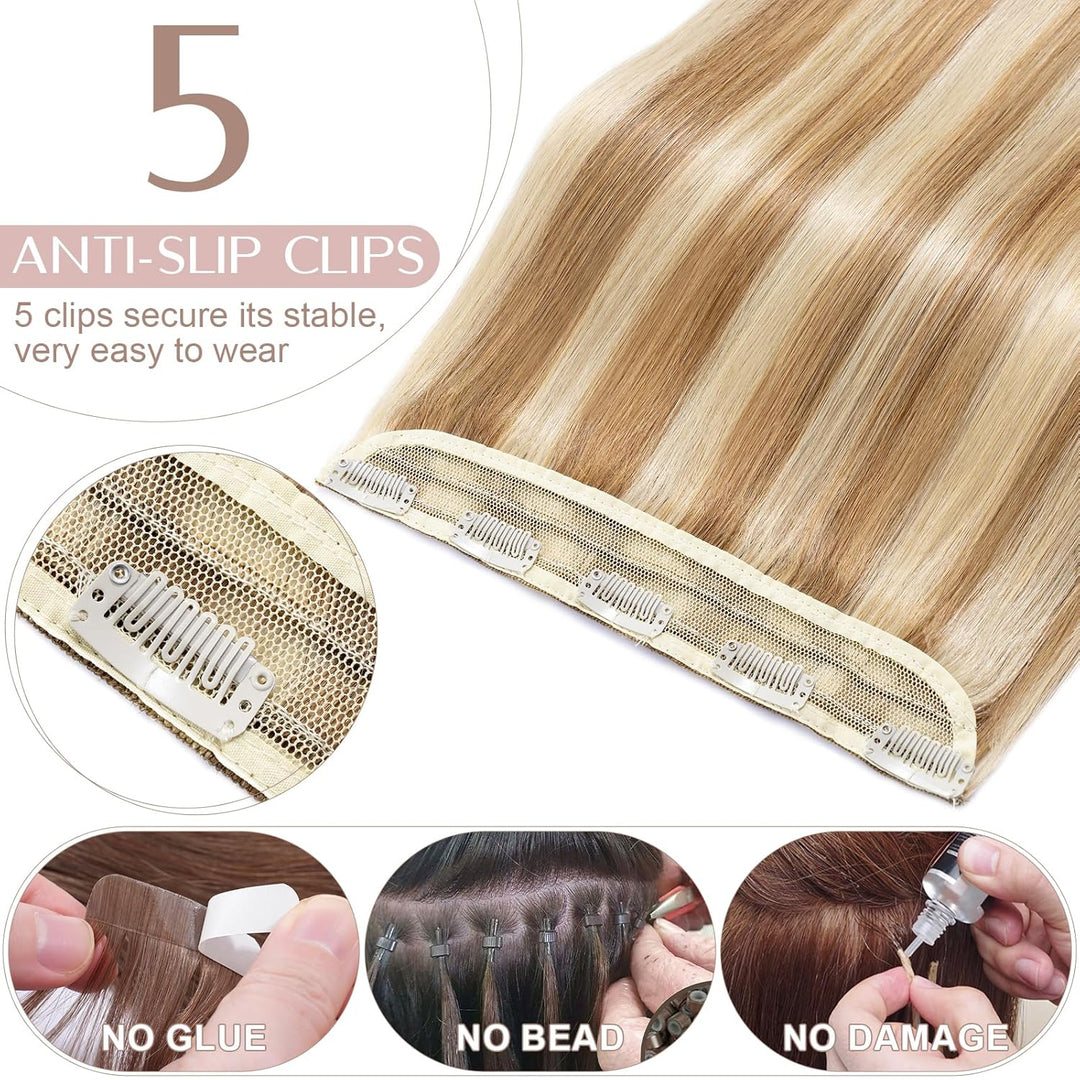 SEGO Clip in Extensions Haarverlängerungen Remy Echthaar 7A ein Teilig Haarteil 100% Human Haar Glat
