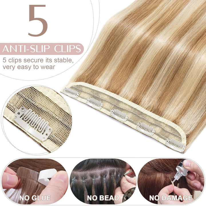 SEGO Clip in Extensions Haarverlängerungen Remy Echthaar 7A ein Teilig Haarteil 100% Human Haar Glat