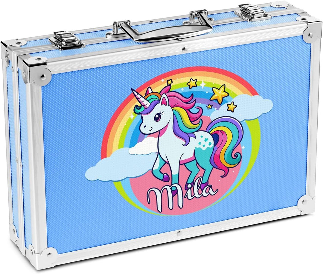 Maverton personalisiertes Kunstset für Kinder - 118-teilig Malkoffer - Buntstifte Koffer Set - Gesch