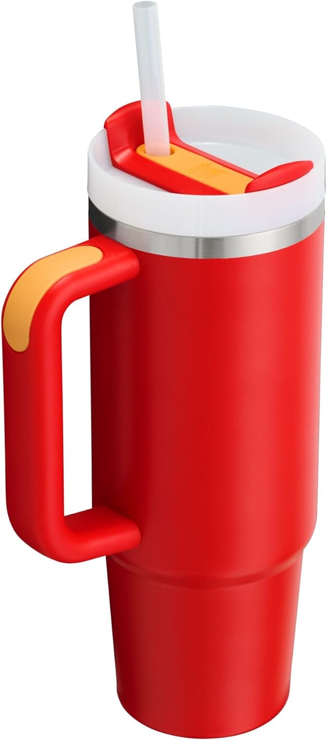 Stanley Quencher H2.0 FlowState vakuumisolierter Becher aus Edelstahl mit Deckel und Trinkhalm, für