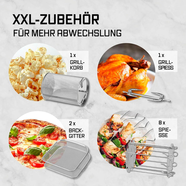 GOURMETmaxx Heissluftfritteuse 12 L Airfryer | Fritteuse mit 9 Funktionen, Touchdisplay, Dreh- & Sch