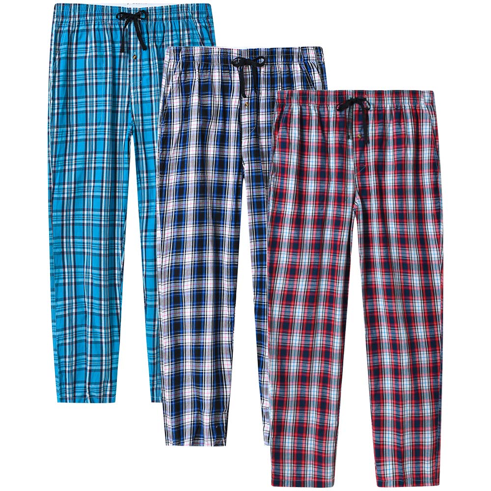 MoFiz Herren Schlafanzughose Baumwolle und Polyester Pyjamahose Lange Karierte Freizeithose Loungeho