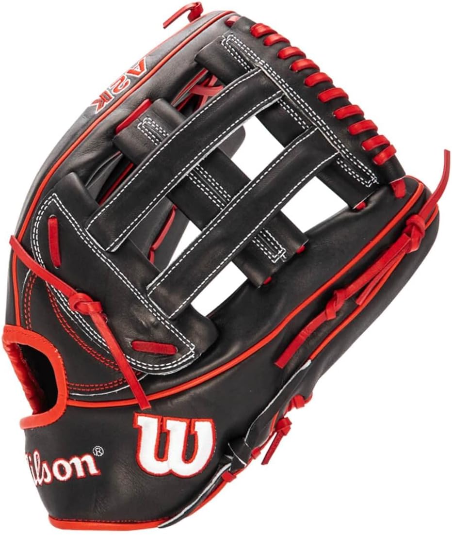 Wilson A2K Baseballhandschuh Serie Rechte Hand Wurf 32,4 cm Schwarz/Rot, Rechte Hand Wurf 32,4 cm Sc