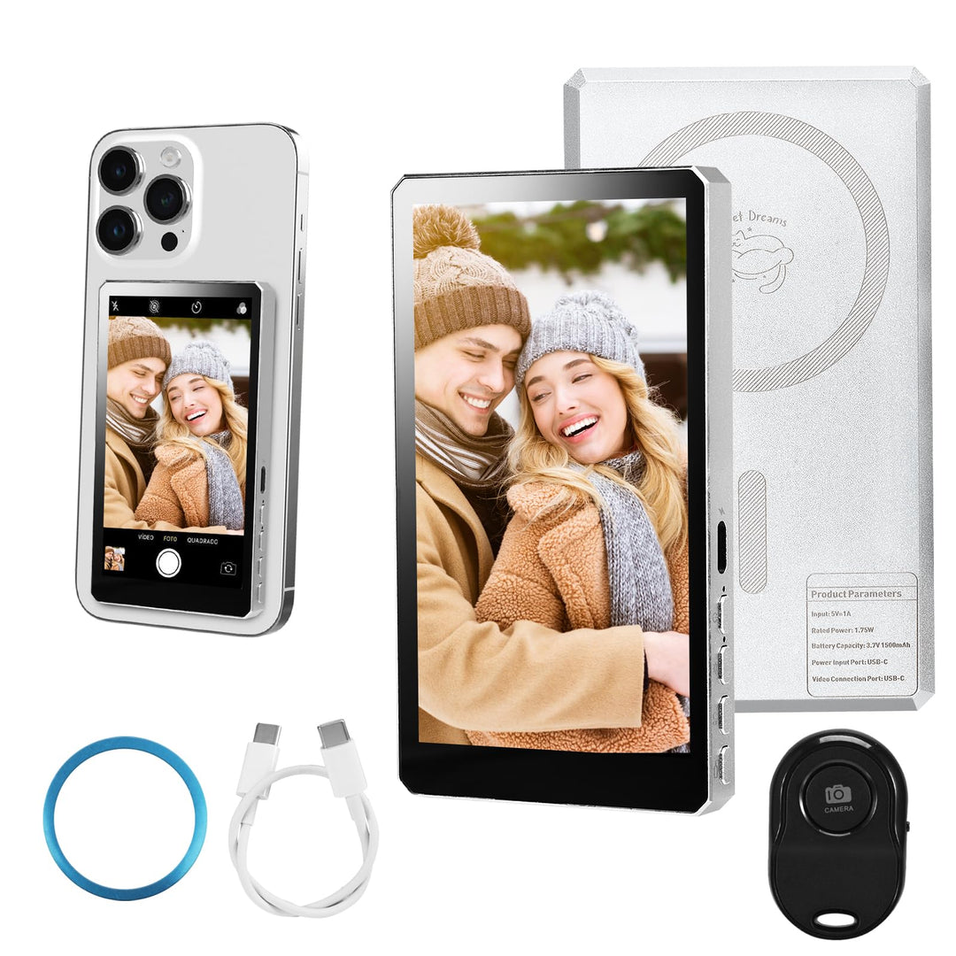 Magnetischer Selfie Monitor, Vlog Selfie Monitor Screen für iPhone Und Android, 4.5 Zoll, Kabellose