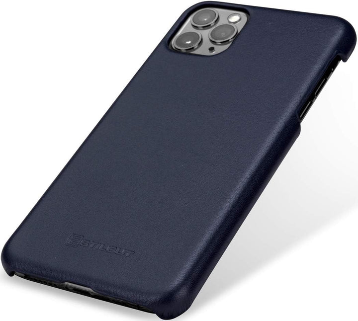 STILGUT Hülle kompatibel mit iPhone 11 Pro Max Case aus Leder, Premium Lederhülle, dünn - Blau iPhon