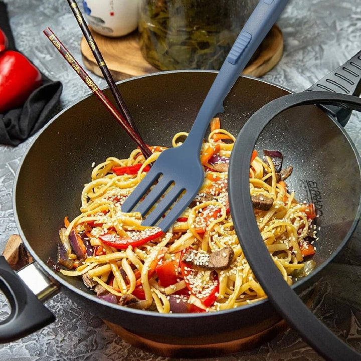 FKWKUW 2 Stück Flexible Kochgabel Silikon, Cooking Fork Hitzebeständig Multifunktional Gabel Antihaf