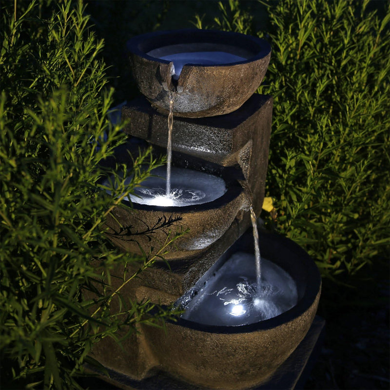 CLGarden Solar Springbrunnen NSP12 mit Akku und LED Beleuchtung für Garten Terrasse Balkon