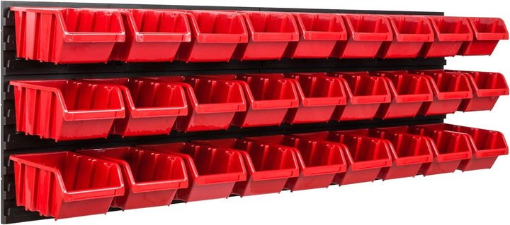 SimpleThing Lagersystem Werkstattregal | 115 x 39 cm | 27 stck. Box | Wandregal mit Stapelboxen - Wa