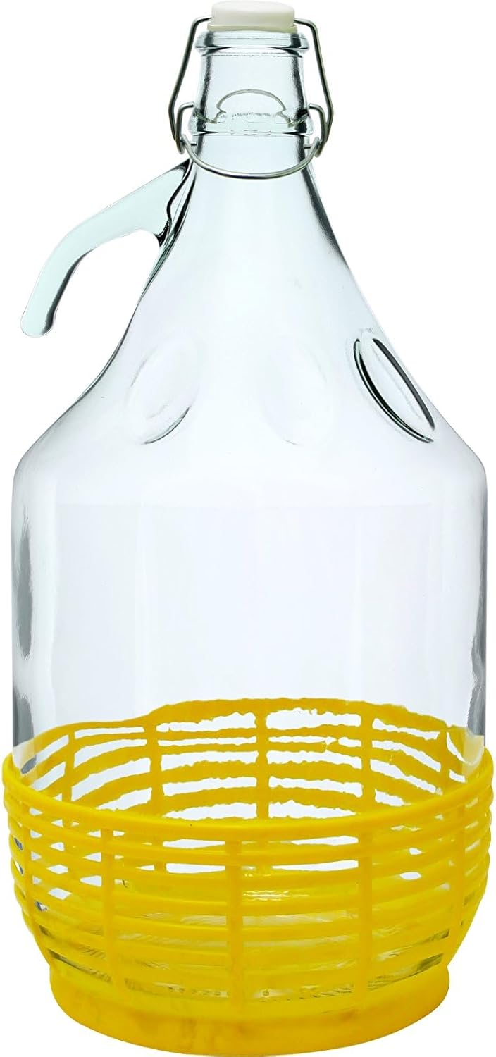lilawelt24 6X 5L Flasche mit Bügelverschluss +Gummistopfen + Gärröhrchen/Gärballon Set Weinballon Gä