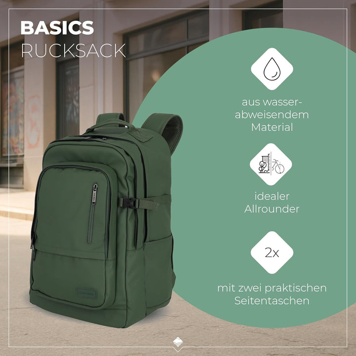 Travelite Rucksack aus wasserabweisendem Material, gepolstertes Laptop Fach 15,6 Zoll, BASICS Tagesr