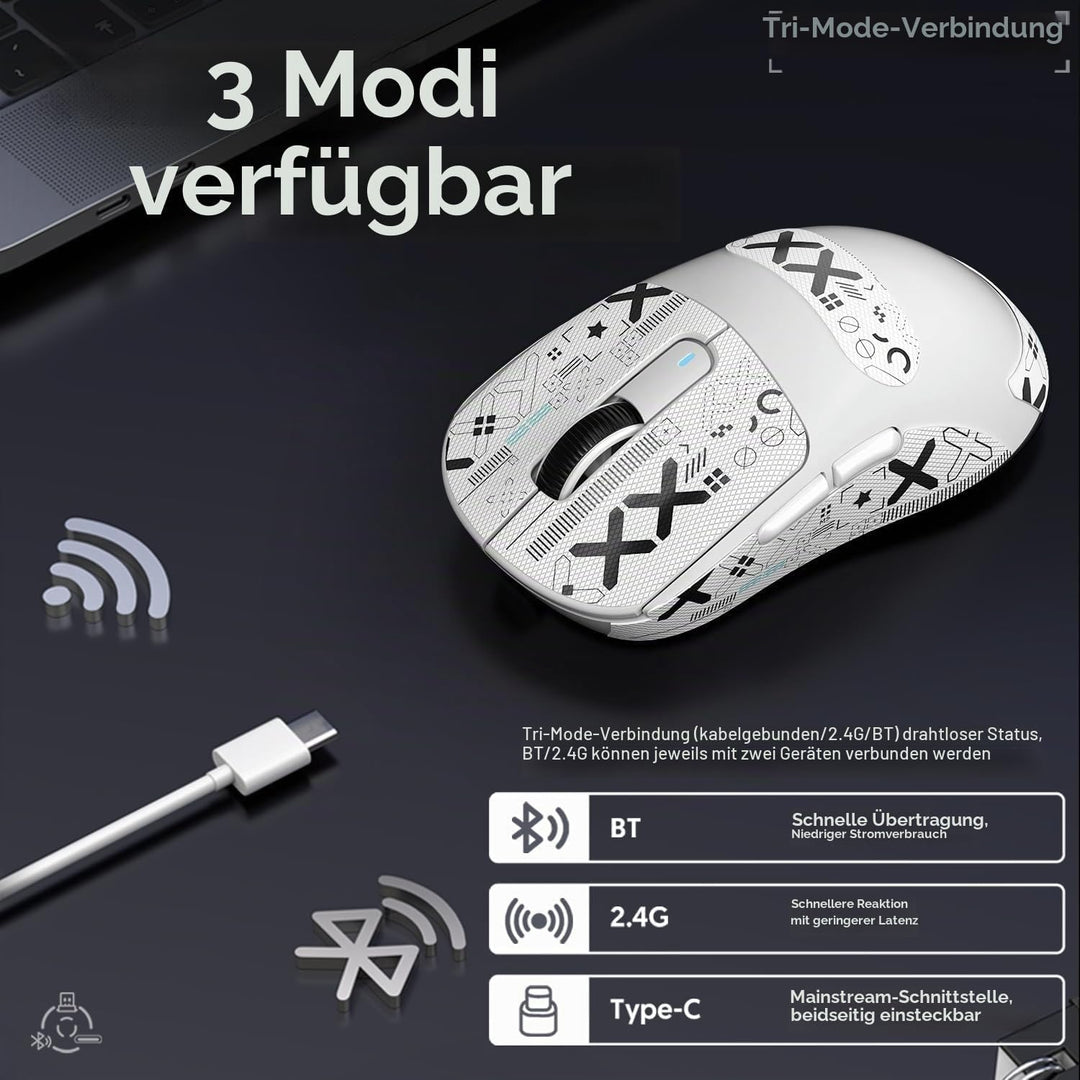 ATTACK SHARK X3 Pro 4K/8K Hz Maus, 49 g SUPERLEICHT, PixArt PAW3395 Gaming-Sensor, BT/2,4G kabellose