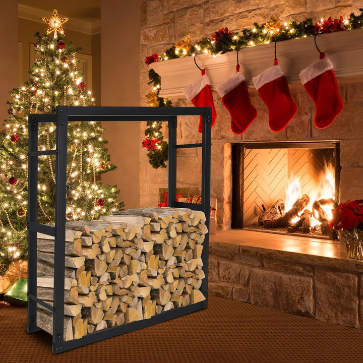 Jopassy Kaminholzregal innen metall 100x25x100CM Brennholzregal für innen aussen, Kaminholzständer,