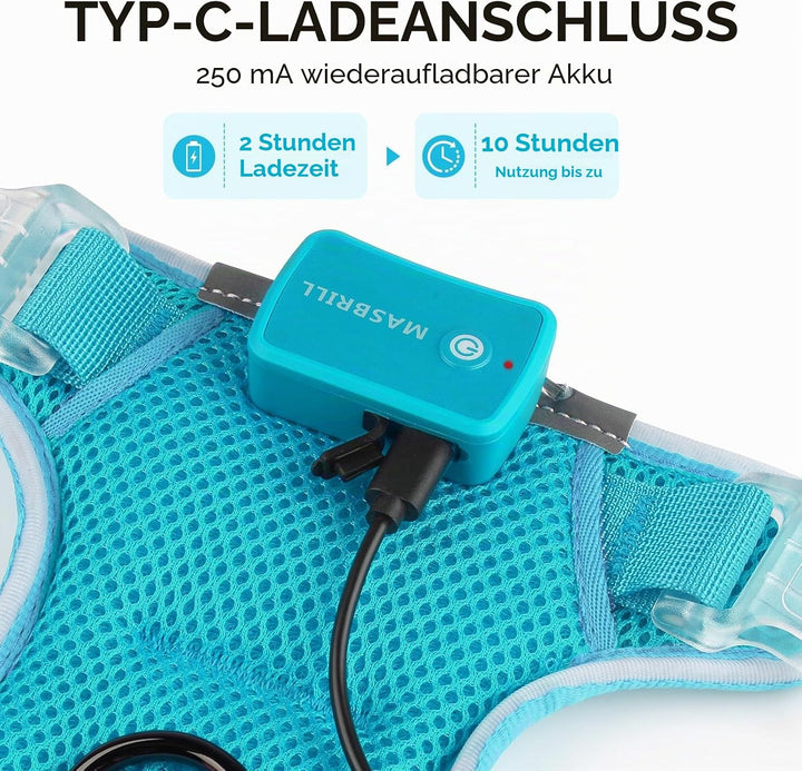 MASBRILL Hundegeschirr Leuchtend, LED Hundegeschirr Aufladbar &amp; Einstellbar für Welpen Kleiner Mittl