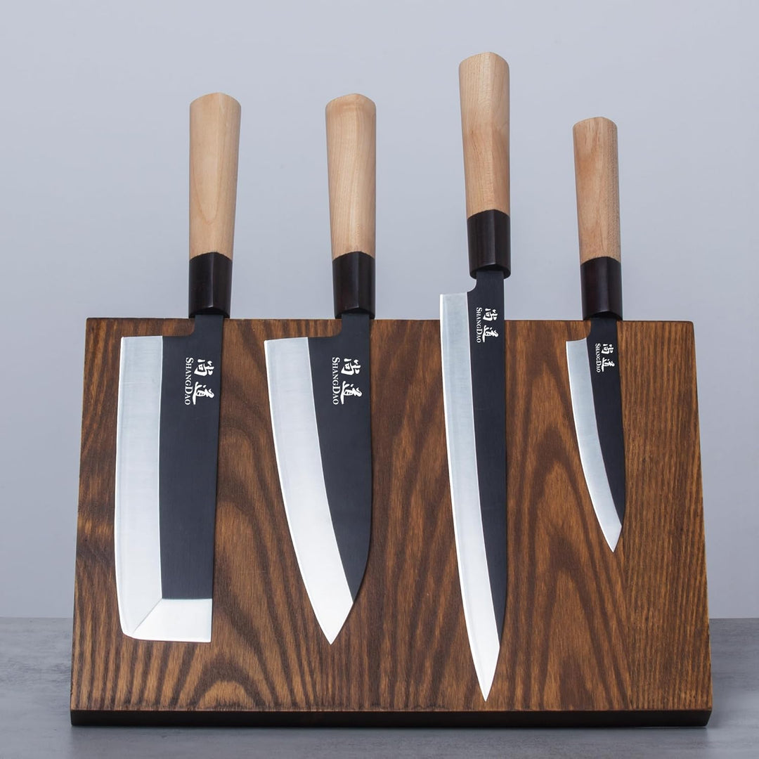 SHANGDAO Japanisches Küchenchef-Set mit 4 Messern, Sushi-Messerset, Nakiri-Yanagiba-Deba-Utility-Küc