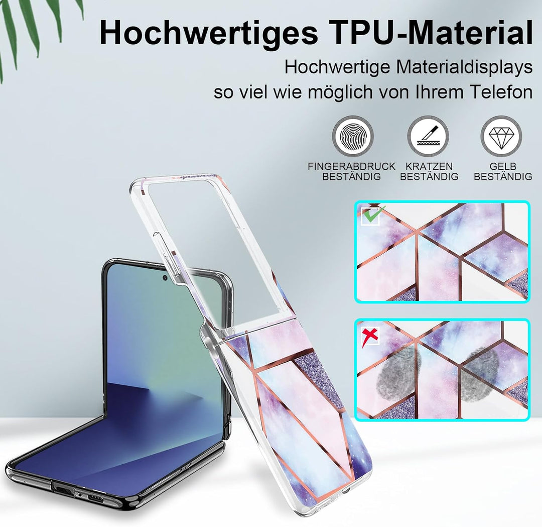 Handyhülle für Samsung Galaxy Z Flip 7 Hülle Silikon Dünn Slim Marmor Bunt Muster Motiv Z Flip7 Hand