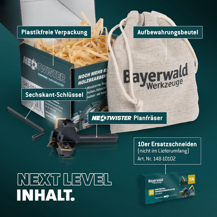 Bayerwald NeoTwister Planfräser für Oberfräse f. Holz - SchnittØ 35 mm/SchaftØ 8 mm - Planfräsen/Nut