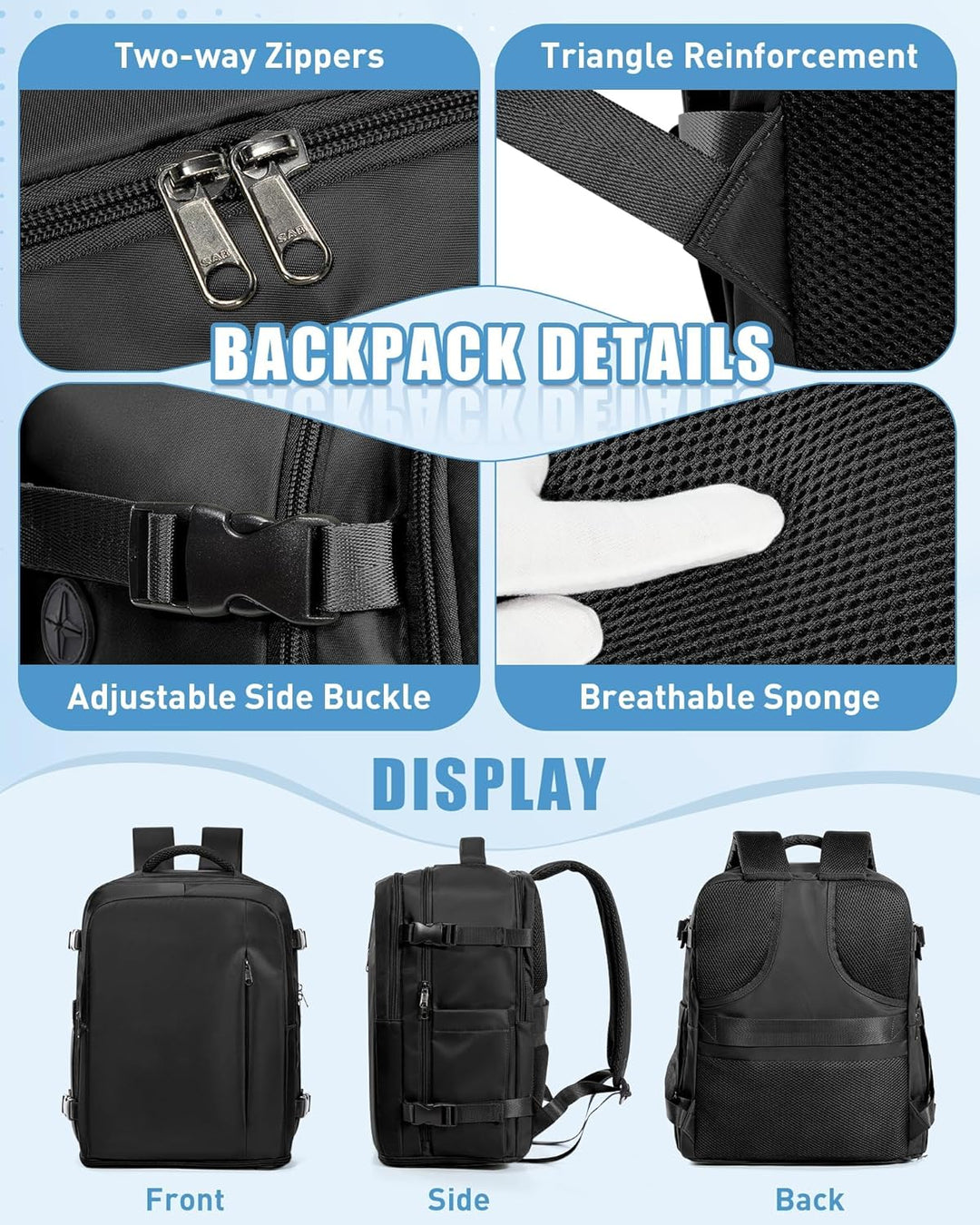 SZLX Rucksack 40x30x20 Wizz air Handgepäck Rucksack für Ryanair Vakuum Reiserucksack Flugzeug Easyje