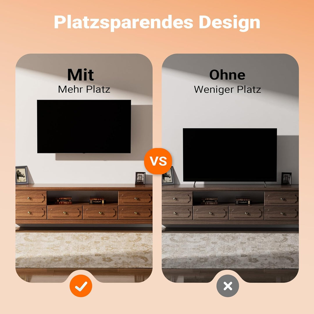 Wiltec TV Halterung 37"–80", TV Wandhalterung bis 80 kg aus Stahl, platzsparende Fernsehhalterung, F
