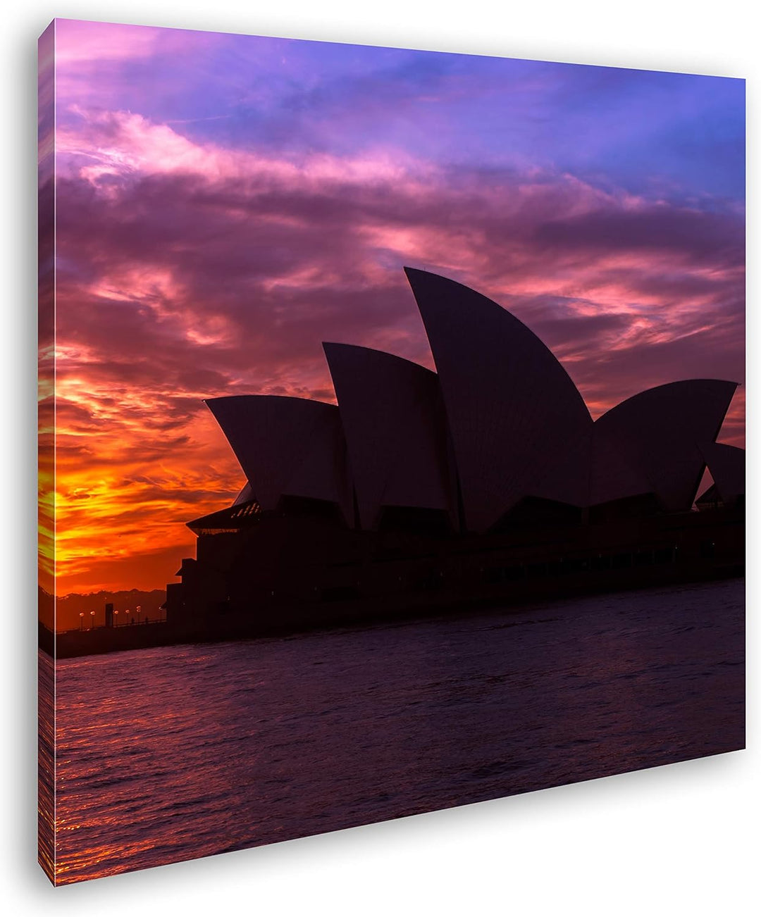deyoli Silhouette des Opernhauses von Sydney Format: 70x70 als Leinwand, Motiv fertig gerahmt auf Ec