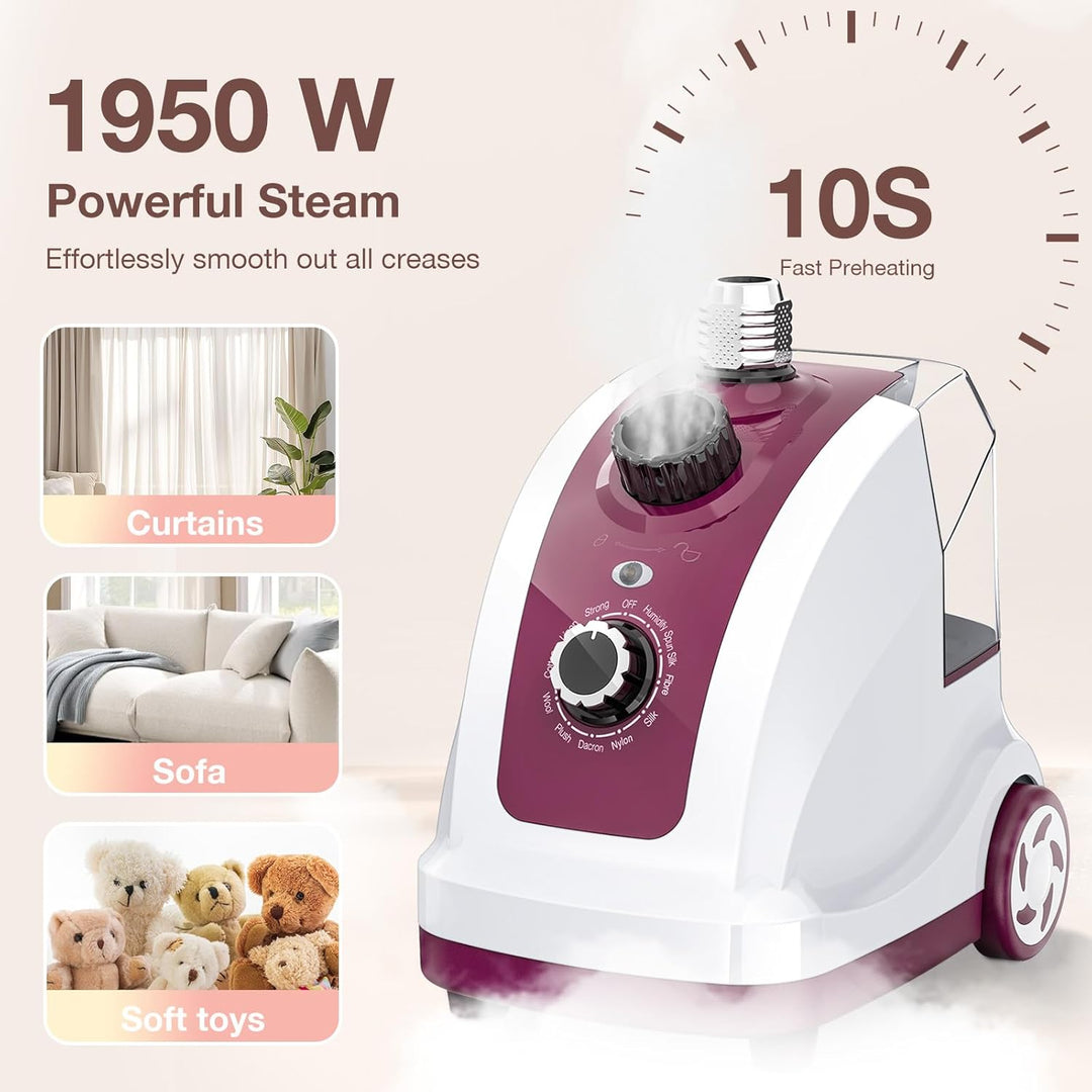 Cozary Steamer Dampfglätter 1950W, Hemdenbügler mit Dampffunktion, 1350 ML Wassertank 45 Min, Vertik