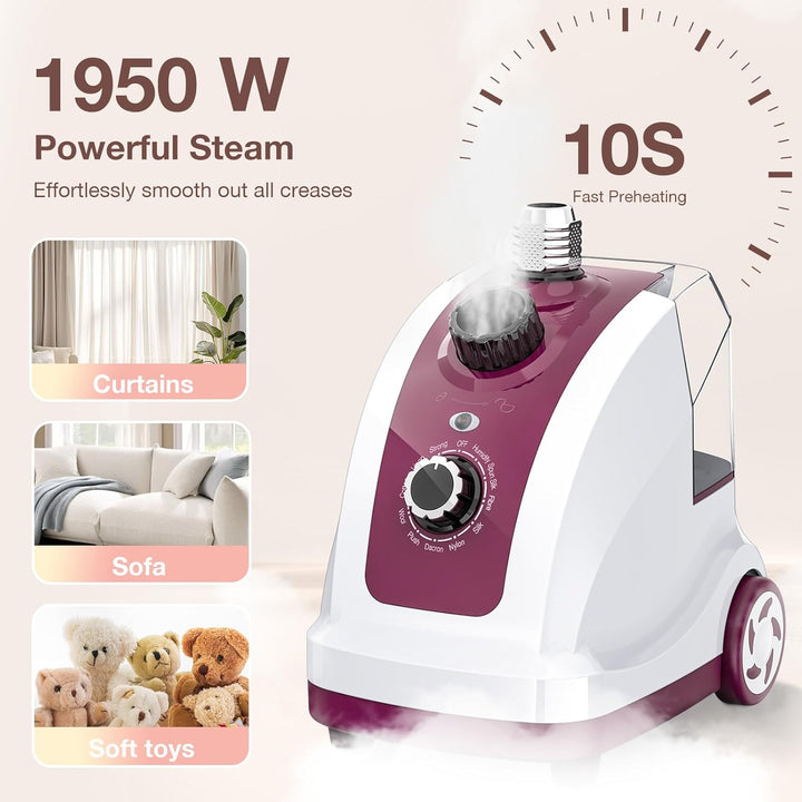 Cozary Steamer Dampfglätter 1950W, Hemdenbügler mit Dampffunktion, 1350 ML Wassertank 45 Min, Vertik