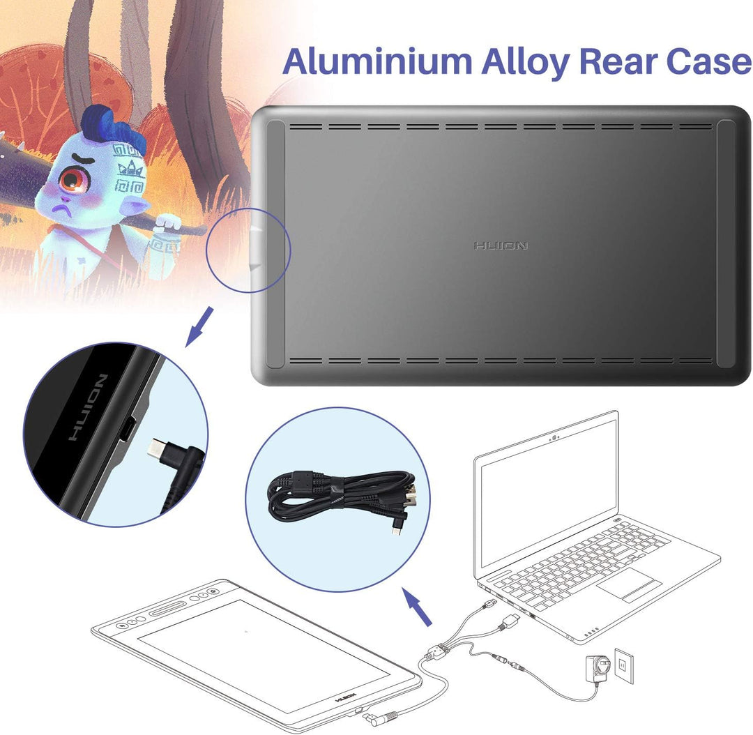HUION KAMVAS PRO 13 Grafiktablett mit Display 13,3 Zoll Grafikzeichnungsmonitor, voll laminiert, mit