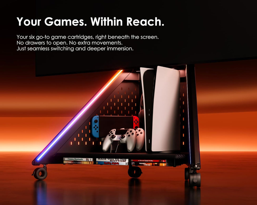 FITUEYES Design Gaming TV Ständer Rollbar, TV Standfuss für 32–65 Zoll TVs bis 40 kg, mit Vielseitig