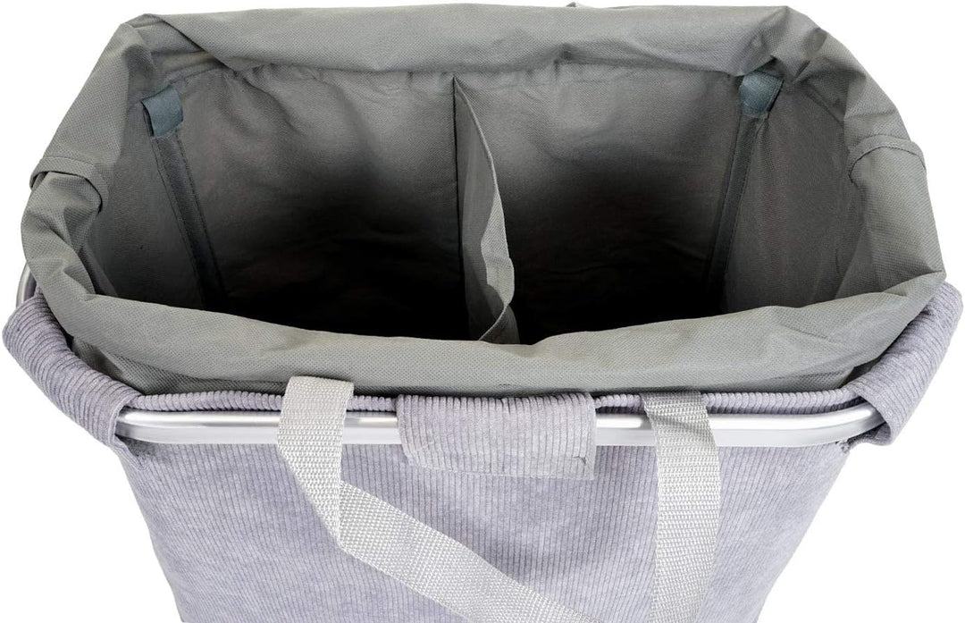 Mendler Wäschesammler HWC-C34 2 Fächer Henkel 54x52x32cm 89l - cord grau | Laundry, Wäschekorb, Wäsc