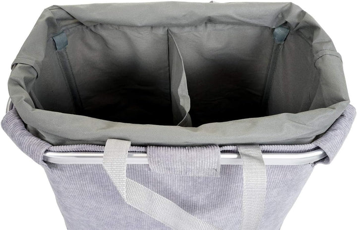 Mendler Wäschesammler HWC-C34 2 Fächer Henkel 54x52x32cm 89l - cord grau | Laundry, Wäschekorb, Wäsc