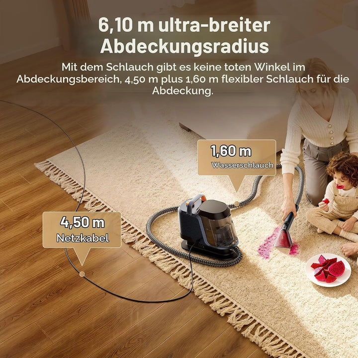 Uwant Y100PET Polsterreiniger Gerät Mit 22Kpa Teppichreiniger Waschsauger Geräuscharm Nasssauger Tep