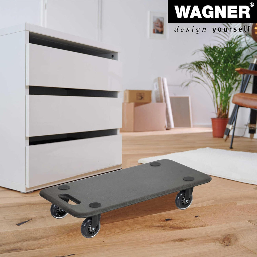 WAGNER Transportroller Transporthilfe I Plattformwagen schwarz für Möbel aus MDF I 57,5 x 30 x 11 cm
