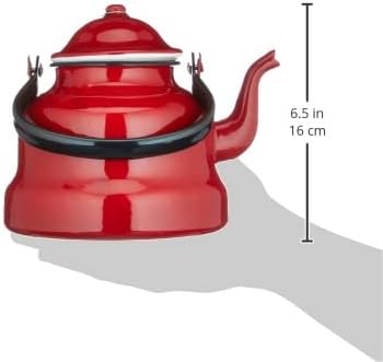Ibili Wasserkocher Roja 1 l aus emailliertem Stahl in rot, 10 x 10 x 20 cm