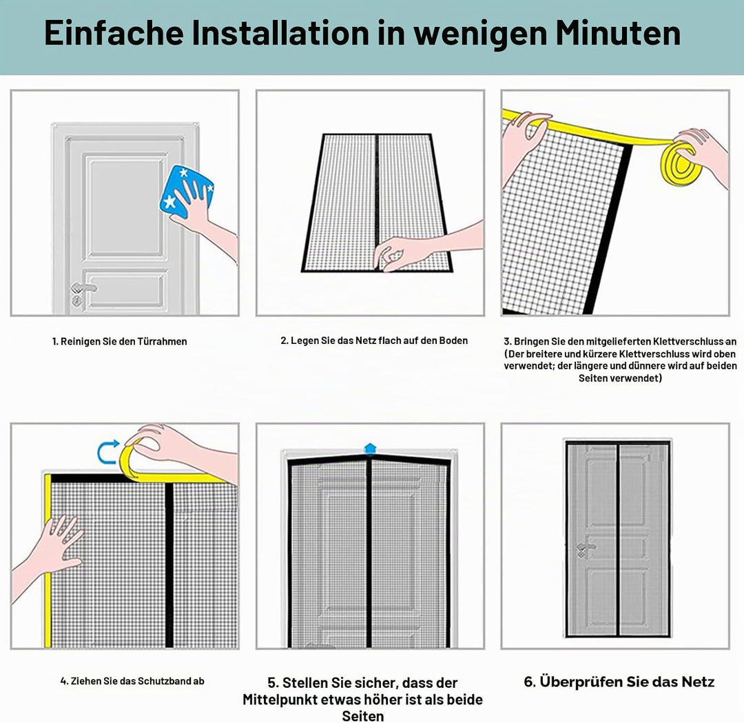 Magnet Fliegengitter Balkontür 110x200 cm, Verschiedene Grössen, Aktualisierte Version, Fliegengitte